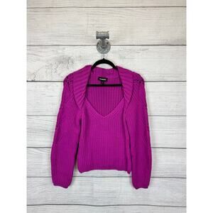 Express Women's Purple Chunky Knit Collar Sweater Size Medium